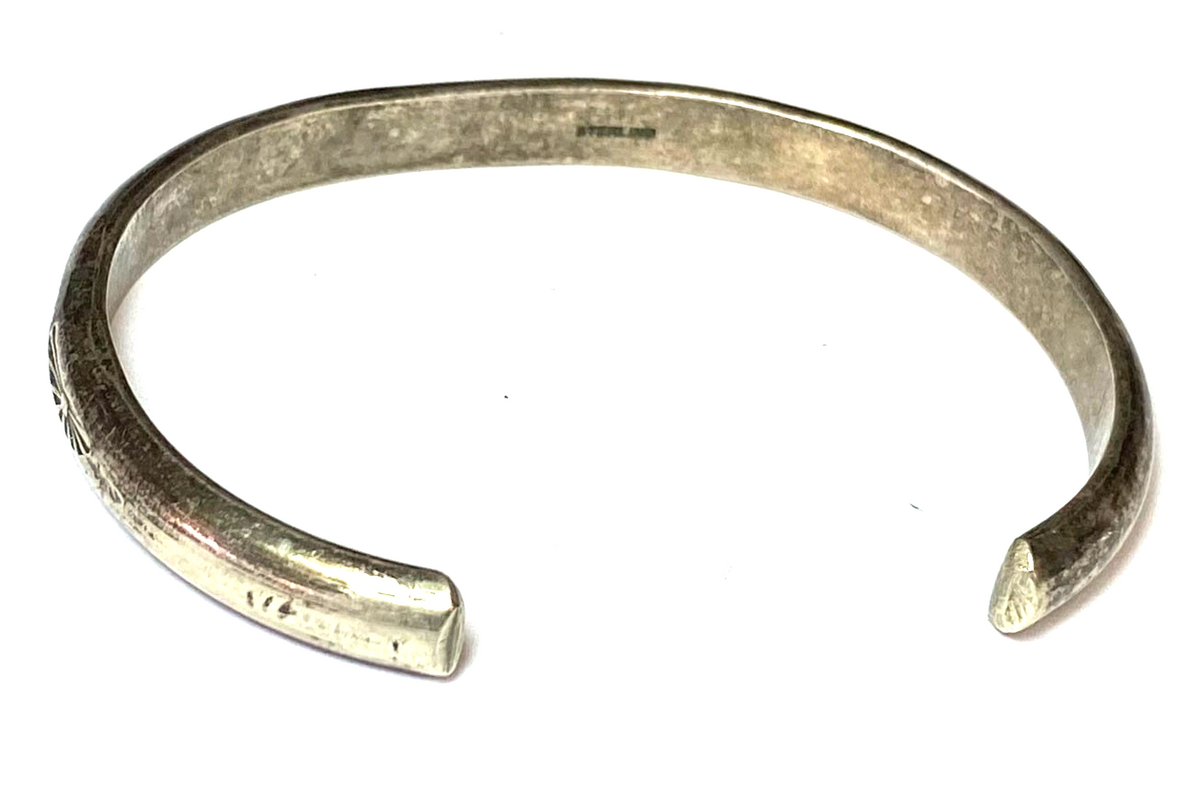 Sterling Silver Etched Rays Cuff Bracelet 6mm 7" Wrist - Image 2