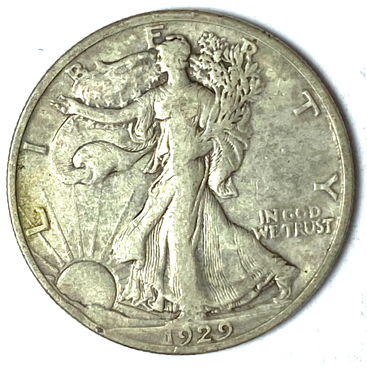 1929 S 50c Walking Liberty Half Dollar Fifty Cents VF - Image 1