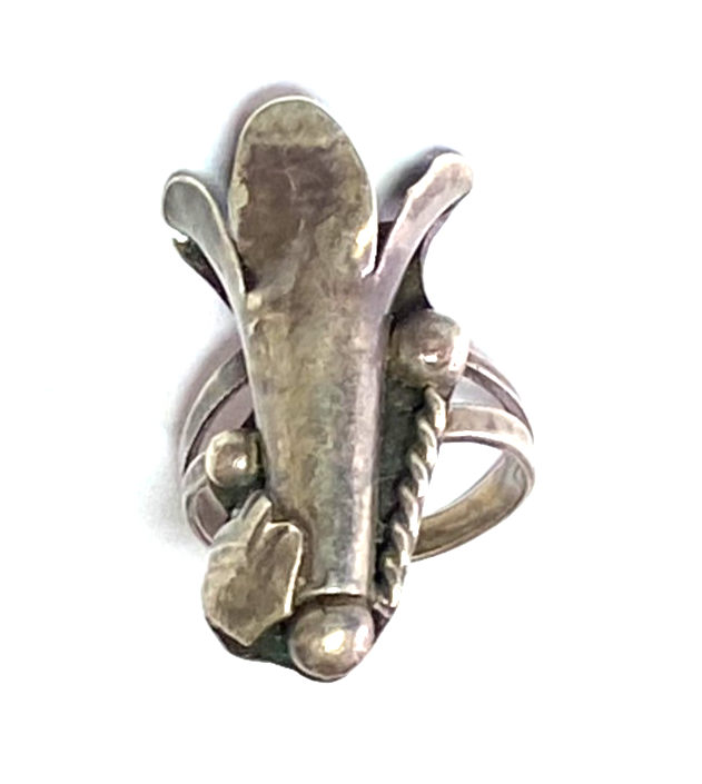 Sterling Silver Squash Blossom Ring 27mm Size 6 - Image 1