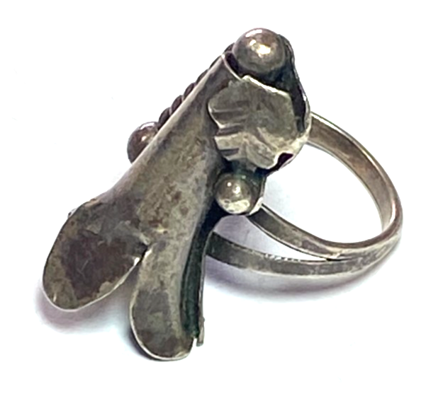 Sterling Silver Squash Blossom Ring 27mm Size 6 - Image 2