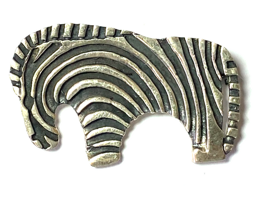Sterling Silver Zebra Striped Brooch Pin 46mm x 29mm - Image 1
