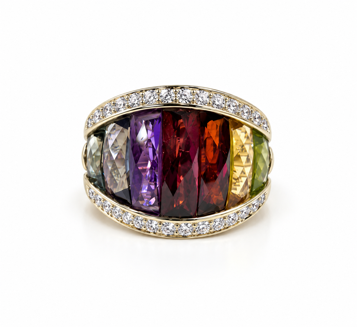 Multicolor Yellow Gold Ring Size 5 - Image 1