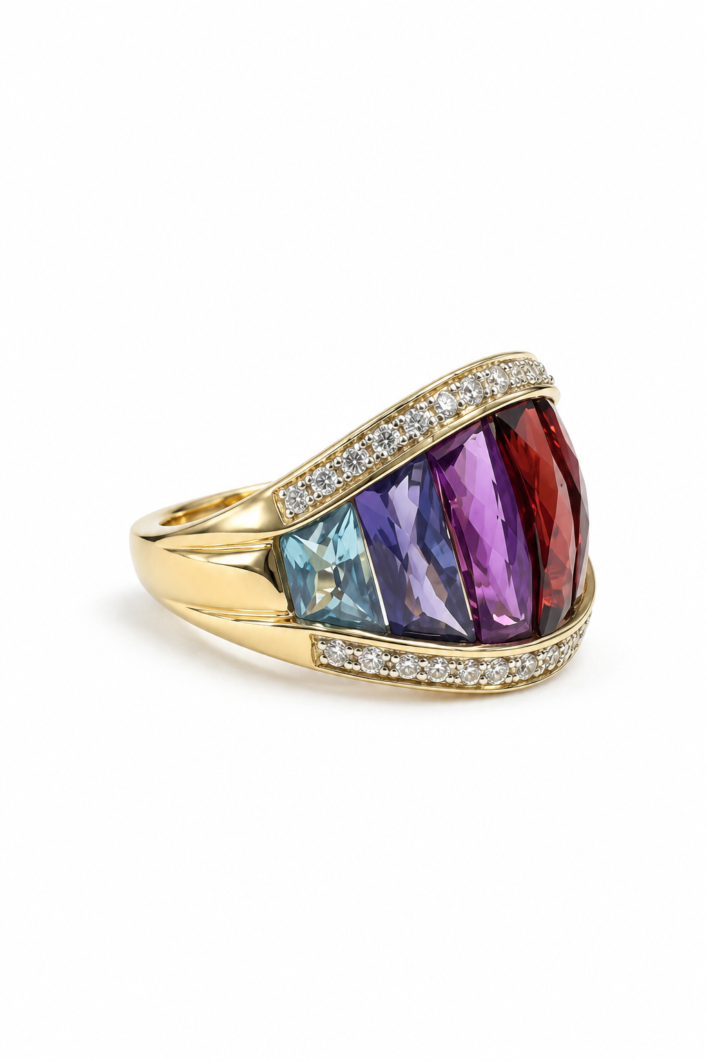 Multicolor Yellow Gold Ring Size 5 - Image 3