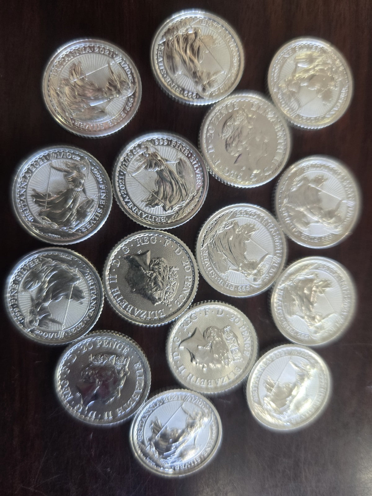 2021 Set Of 15 Brittannia 1/10oz .999 Fine Silver Great Britain Royal Mint - Image 3