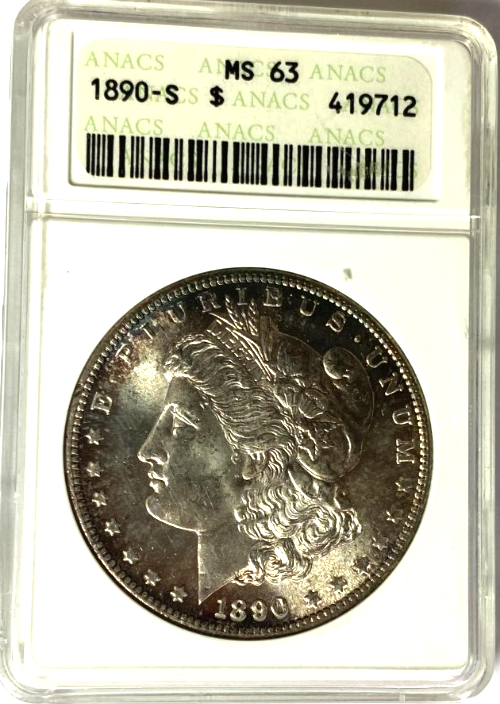 1890 S $1 Morgan Silver One Dollar ANACS MS63 San Francisco - Image 1