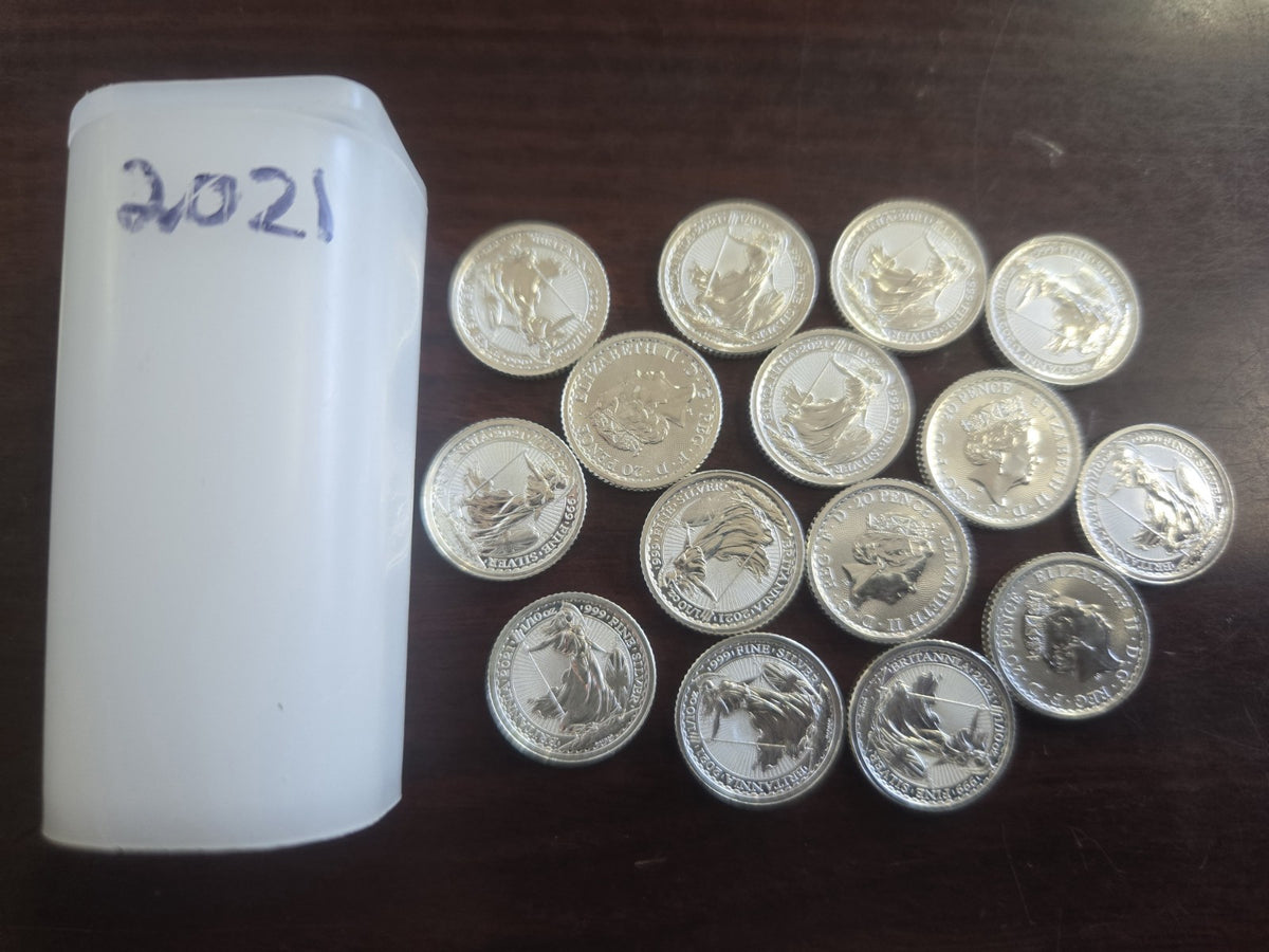 2021 Set Of 15 Brittannia 1/10oz .999 Fine Silver Great Britain Royal Mint - Image 1