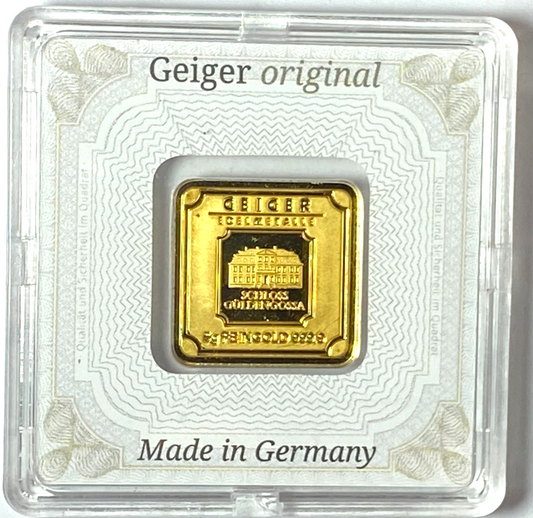 Geiger Edelmetalle Original 5 Grams .9999 Fine Gold Square Bar in Case - Image 1