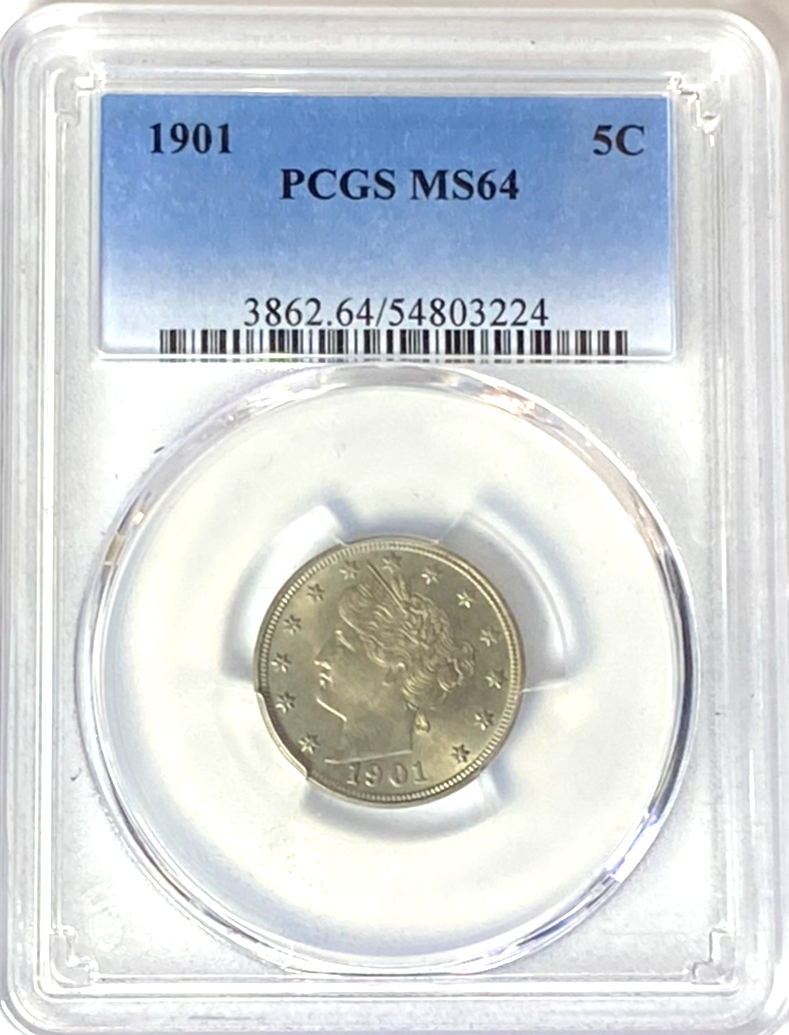 1901 5c V Liberty Nickel Five Cents Rare MS64 PCGS Uncirculated - Image 1