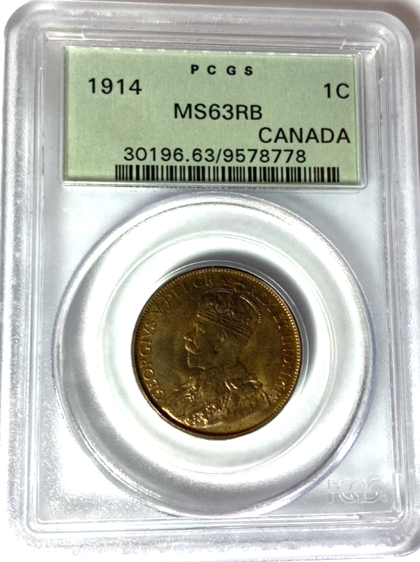 1914 1c Canada Large One Cent Penny Bronze MS63 RB - Image 1