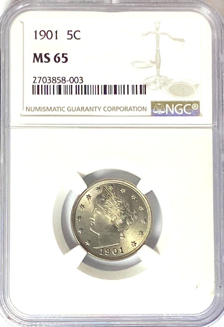 1901 5c V Liberty Nickel Five Cents Rare MS65 NGC Uncirculated - Image 1