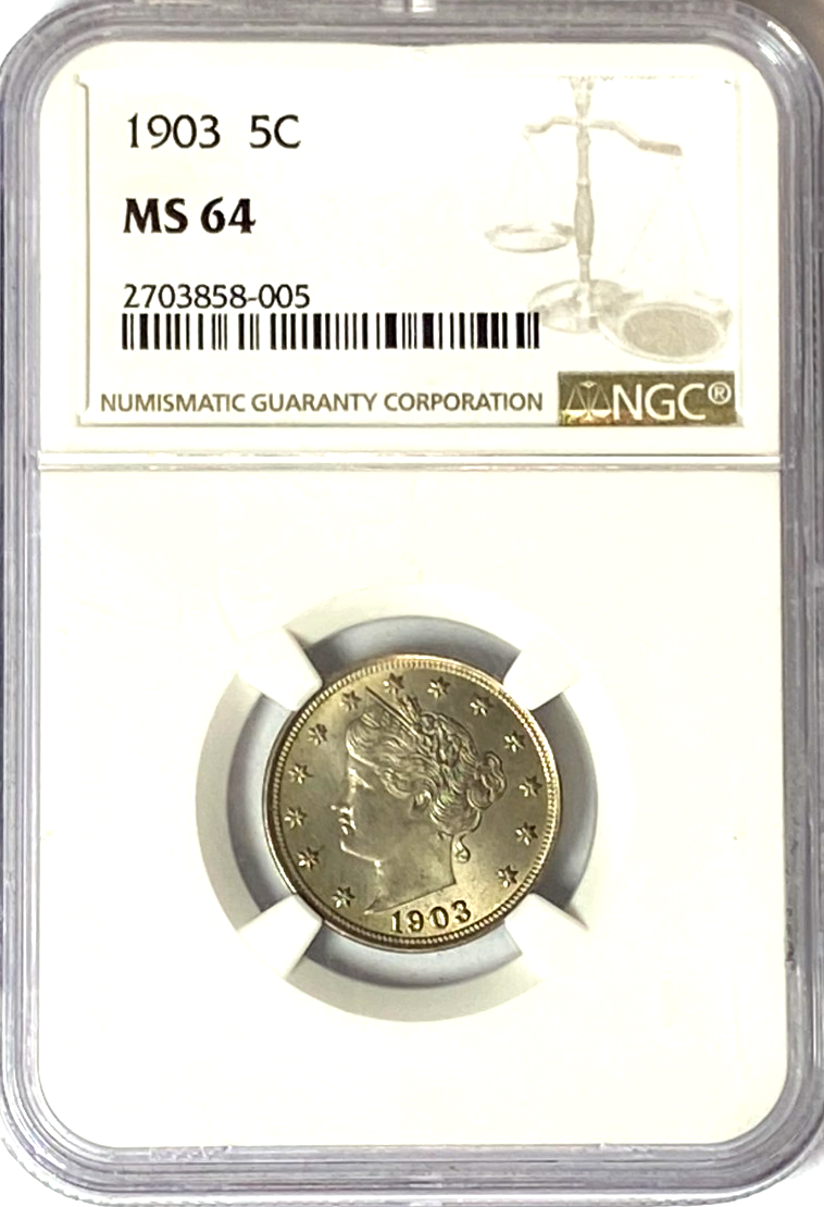 1903 5c V Liberty Nickel Five Cents Rare MS64 NGC Uncirculated - Image 1