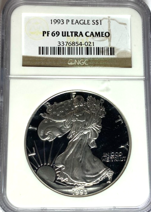 1993 P $1 American Proof Silver Eagle One Dollar Coin NGC PF69 UC - Image 1