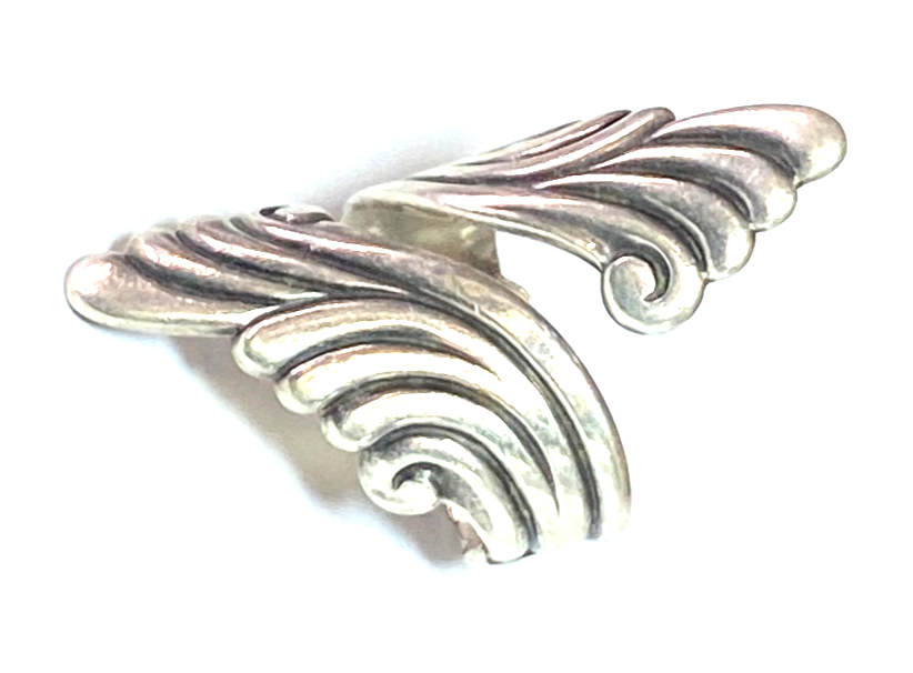 Sterling Silver Bypass Wave Scroll 38mm Size 6 Ring Adjustable - Image 2