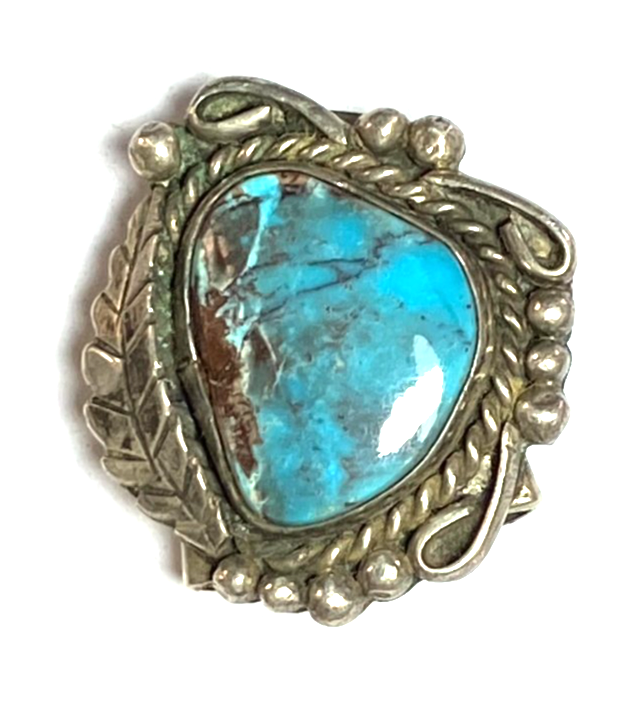 Sterling Silver Turquoise Bolo Tie Clip 29mm x 27mm - Image 1