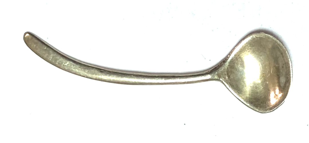 Sterling Silver Mexico Curved Handle Cellar Salt Spoon 2" - Image 1