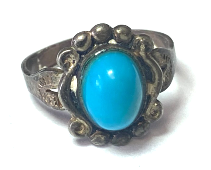 Sterling Silver Joseph Esposito Turquoise 13mm Ring Size 5 - Image 1