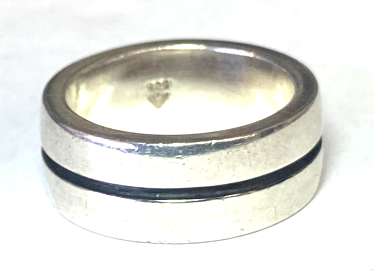 Sterling Silver Silpada Striped Ring 9mm Band Size 9 - Image 1