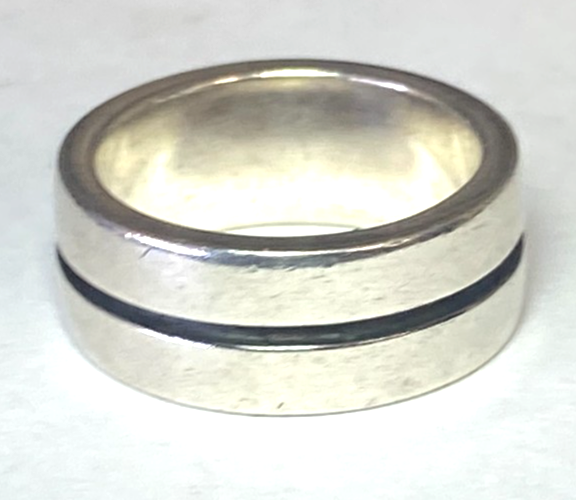 Sterling Silver Silpada Striped Ring 9mm Band Size 9 - Image 2