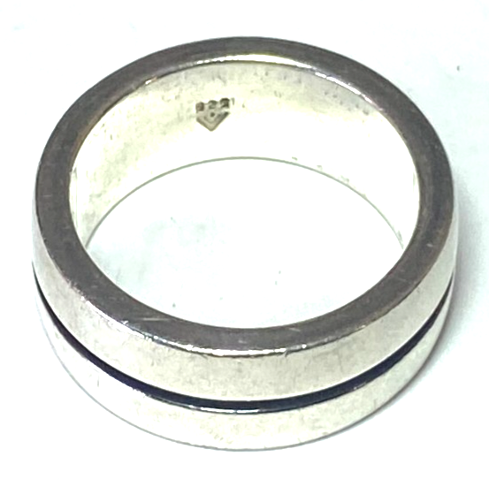 Sterling Silver Silpada Striped Ring 9mm Band Size 9 - Image 3