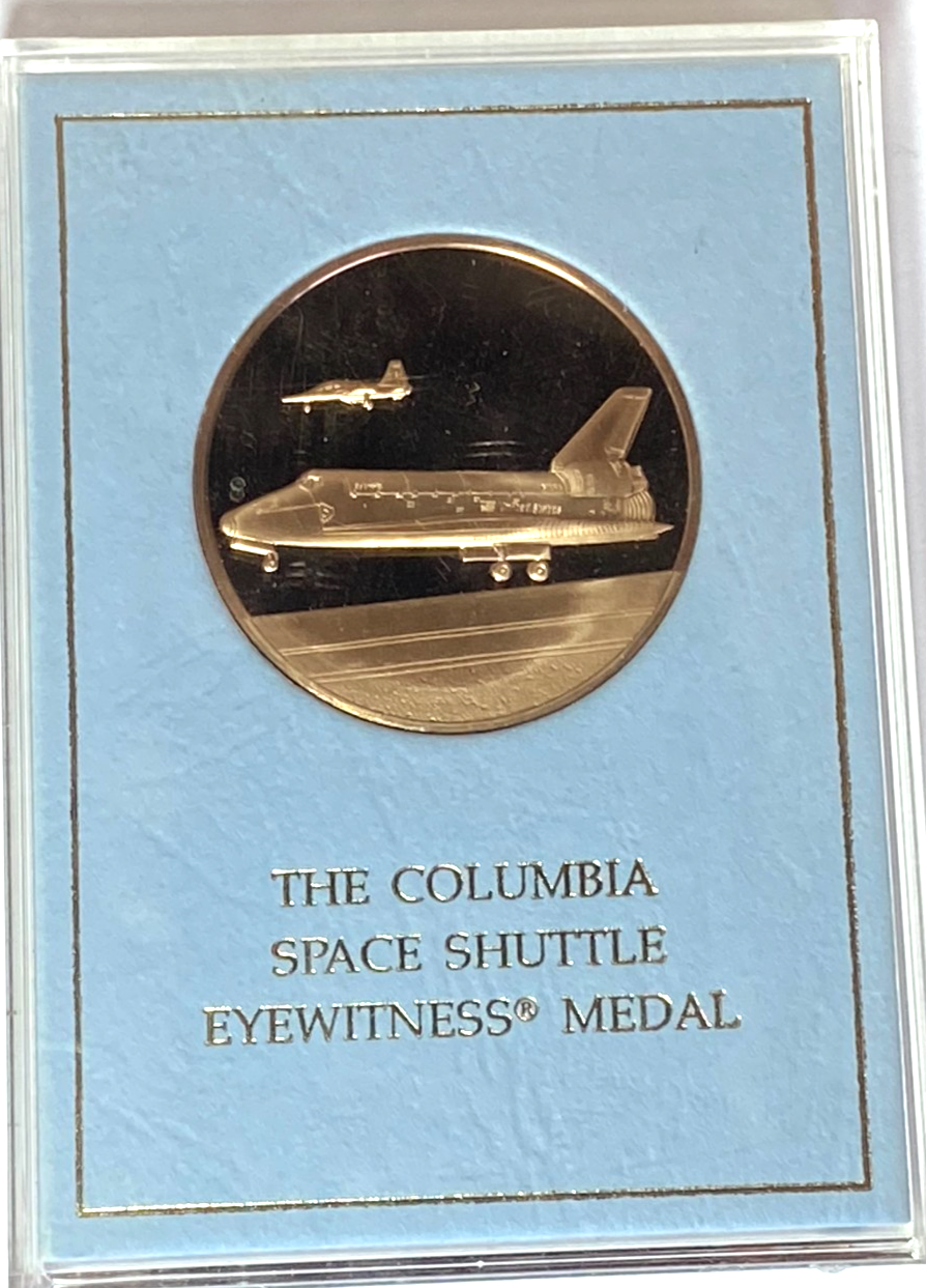 Columbia Space Shuttle Eyewitness Medal 38mm Bronze Franklin Mint - Image 1
