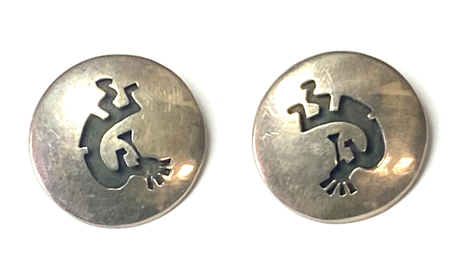 Sterling Silver Round Domed Kokopelli Cut Out Clip On Earrings 25mm - Image 2