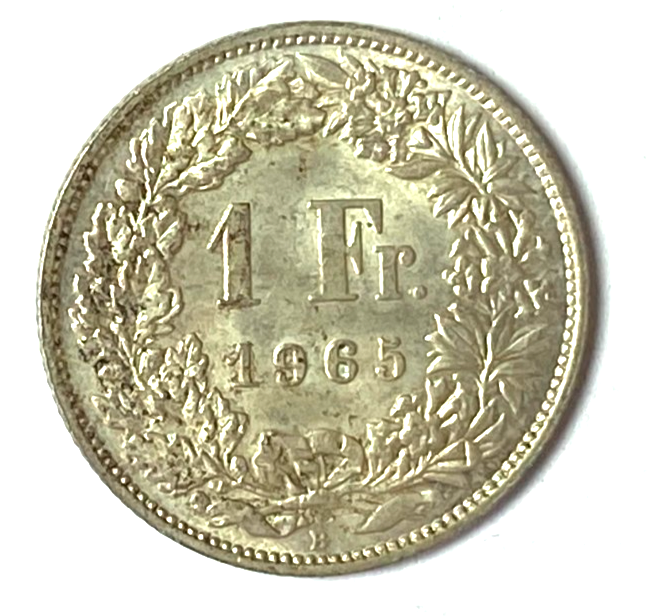 1965 B Switzerland One Franc Silver Coin - Image 1