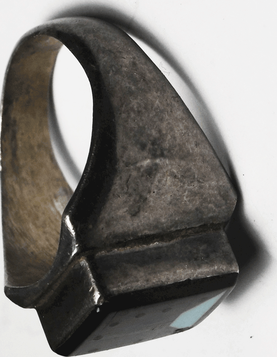 Sterling Silver CT Micro Inlay 15mm  Ring Size 9 Turquoise Onyx Malachite