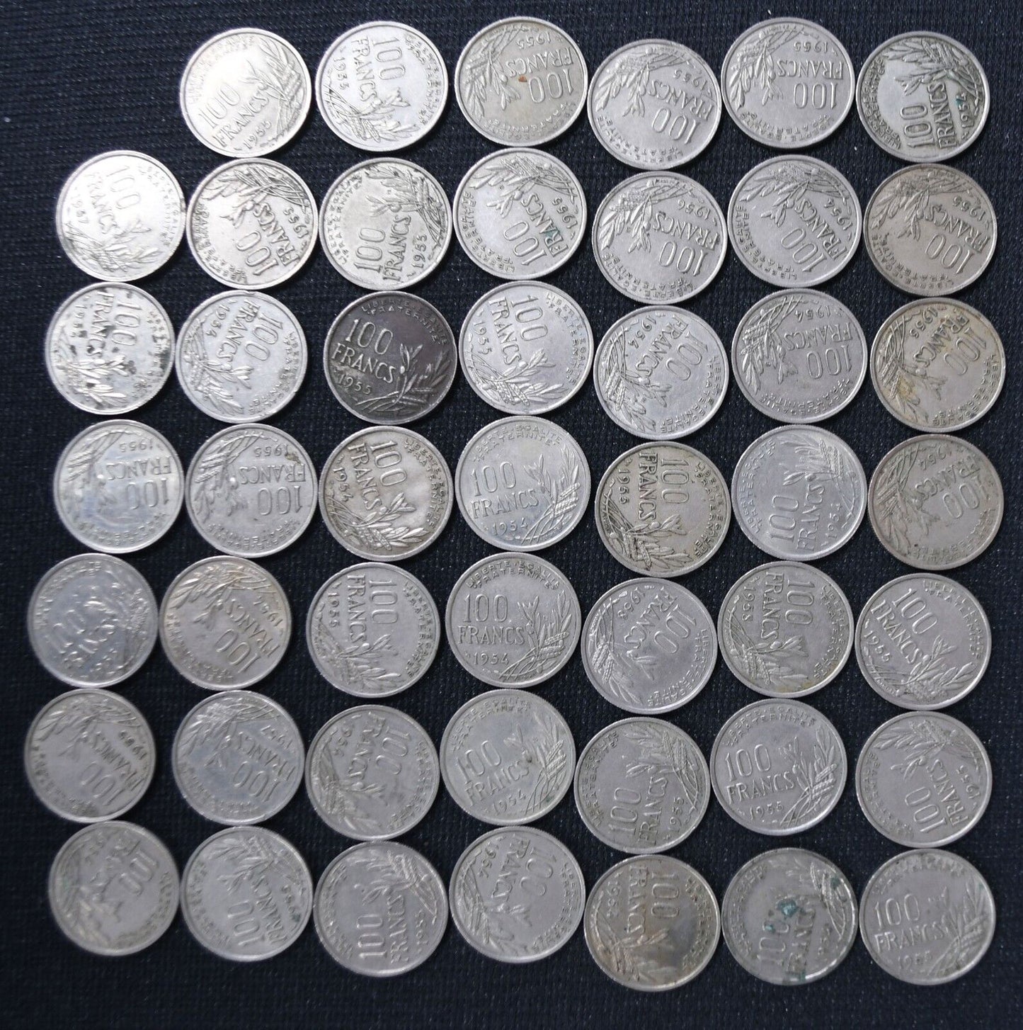 48pc France 100 One Hundred Francs Coins Lot 1954-1958