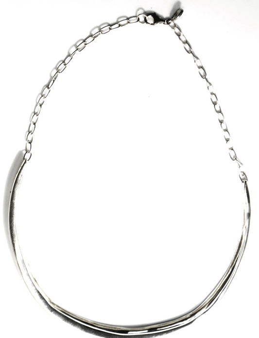 Sterling Silpada Chain & Half Circle 12mm x 9.5" Bar Choker Necklace 17"  49g