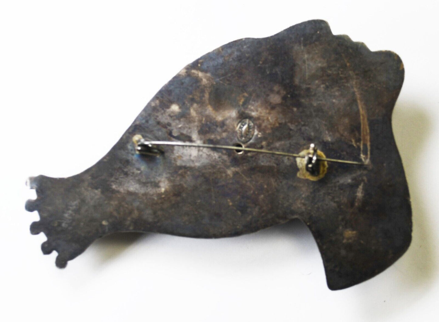 Sterling African Egyptian Headdress Nubian Head Brooch Pin 3-3/4" x 63mm