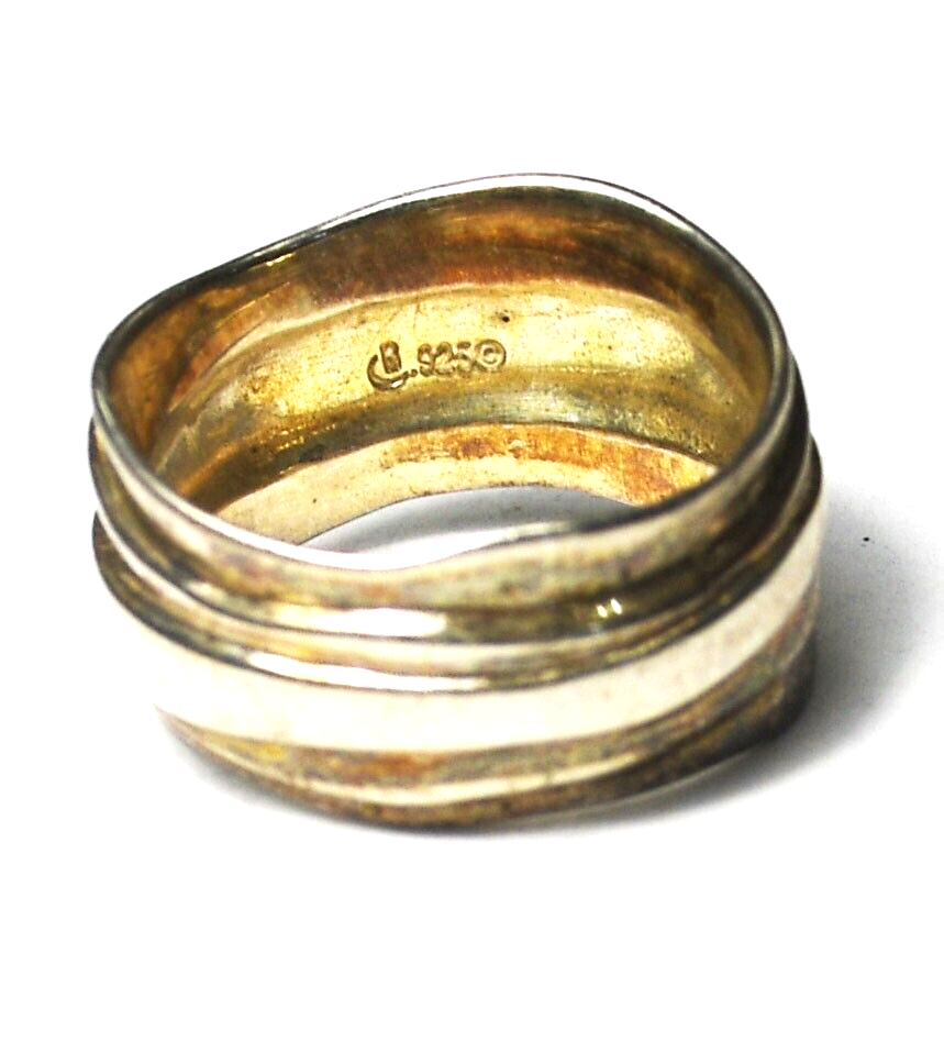 Sterling Carolyn Pollack Relios Tiered Stripe Band Ring 10mm Size 6