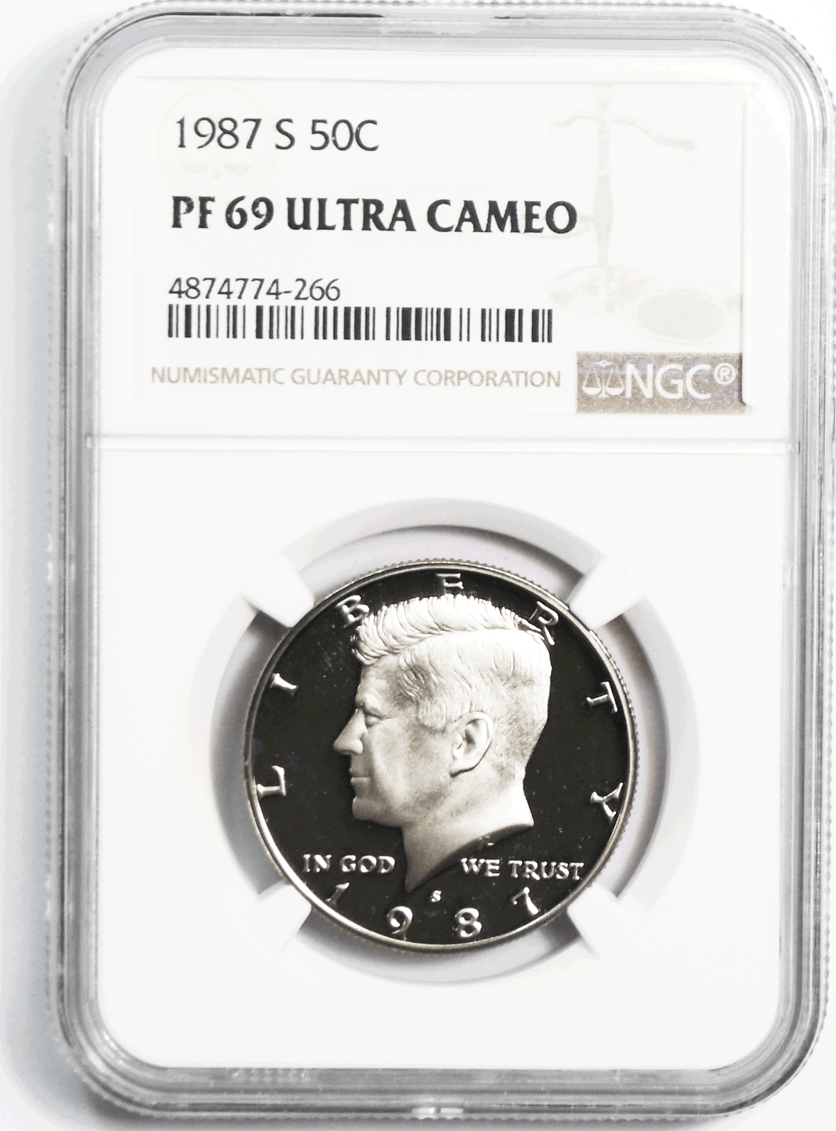 1987 S 50c Kennedy Half Dollar NGC PF69 Ultra Cameo Proof San Francisco