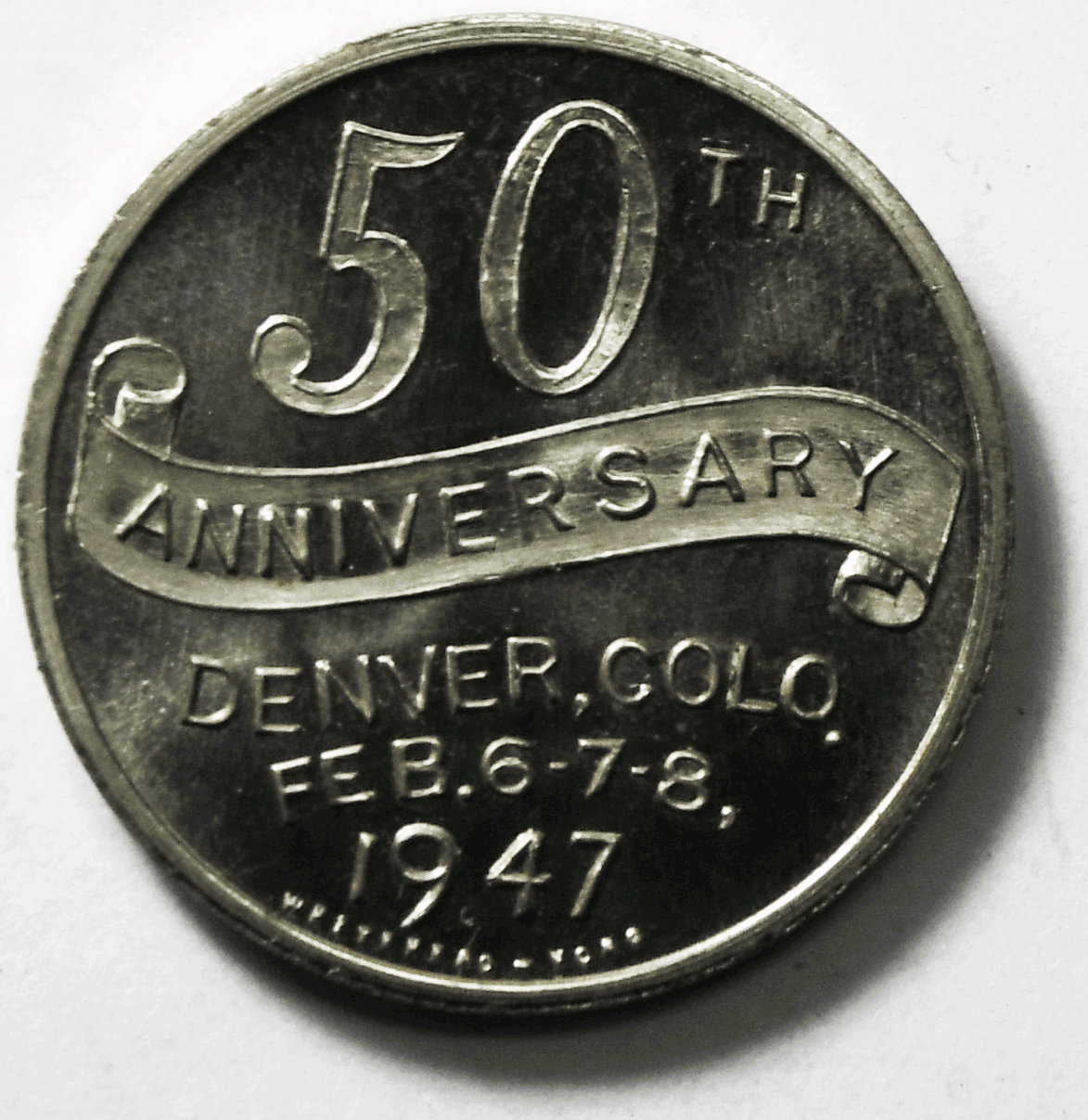 1947 Colorado Mining Association Denver Whitehead Hoag Medal 26mm 50th