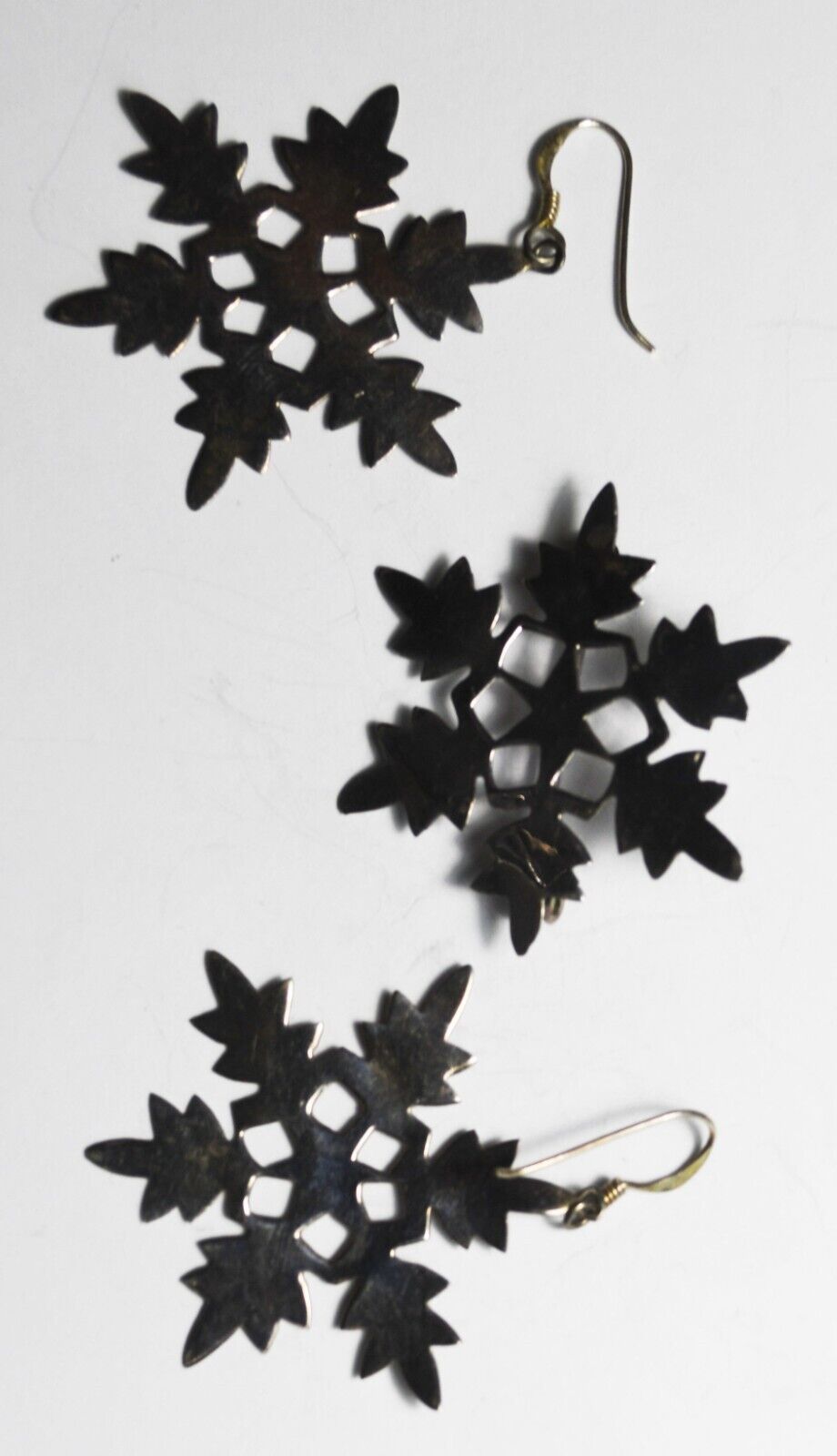 Sterling Silver PAJ 39mm Snowflake Cutout Earrings & Brooch Set Christmas X-mas