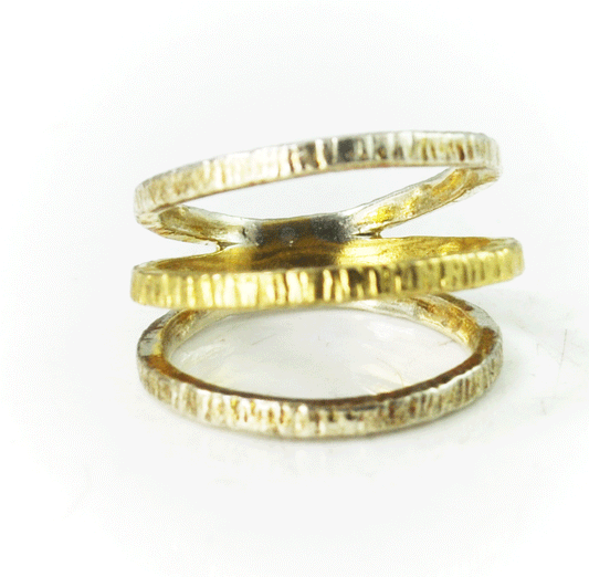 Sterling 16mm Silpada Textured Multi Three Band Two Tone Brass Ring Size 6