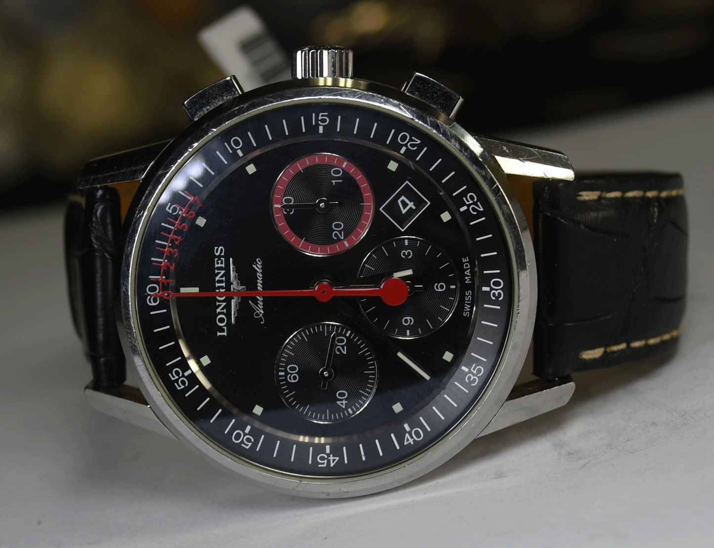 Longines Column Wheel Black Dial Chronograph Record 41mm Automatic L4.754.4