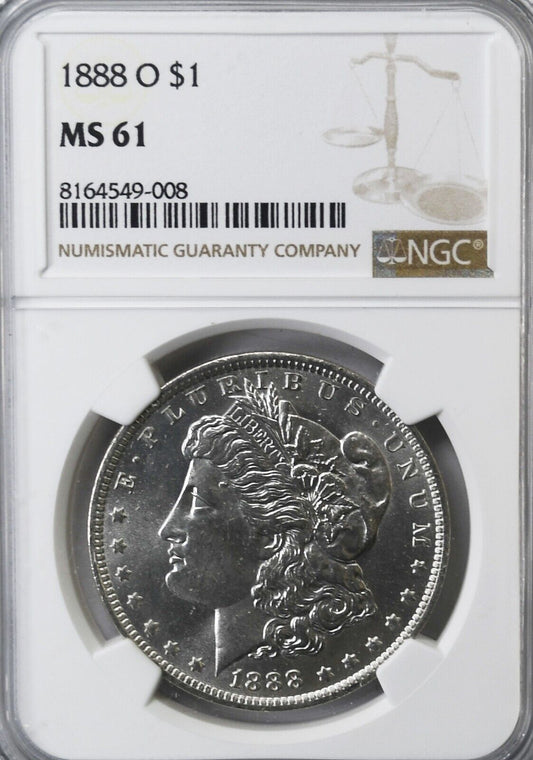 1888 O $1 Morgan Silver Dollar MS61 NGC New Orleans Uncirculated