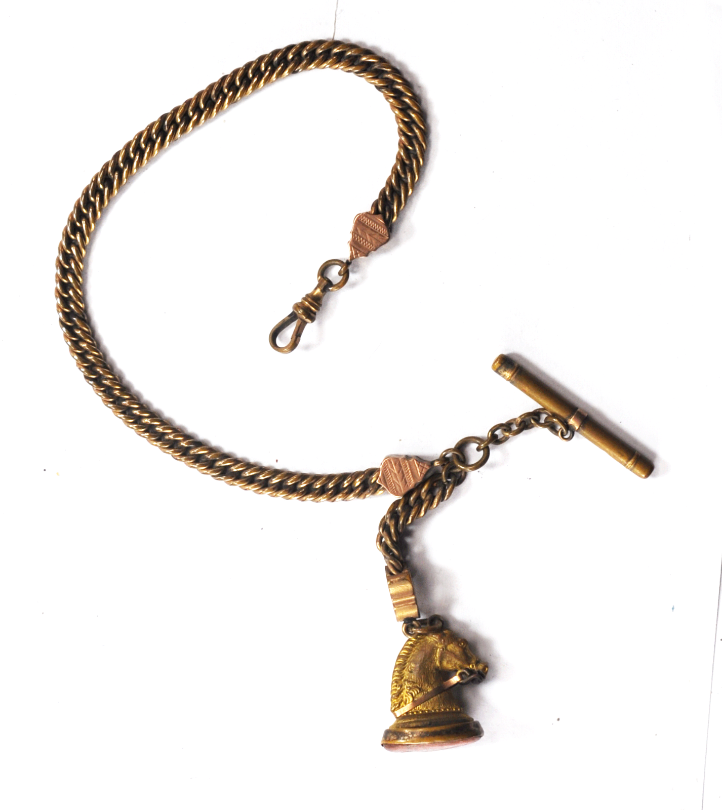 Gold Filled Pocket Watch 8mm T Bar Chain Horse Chess Piece 1-1/2" x 1" Fob 71g