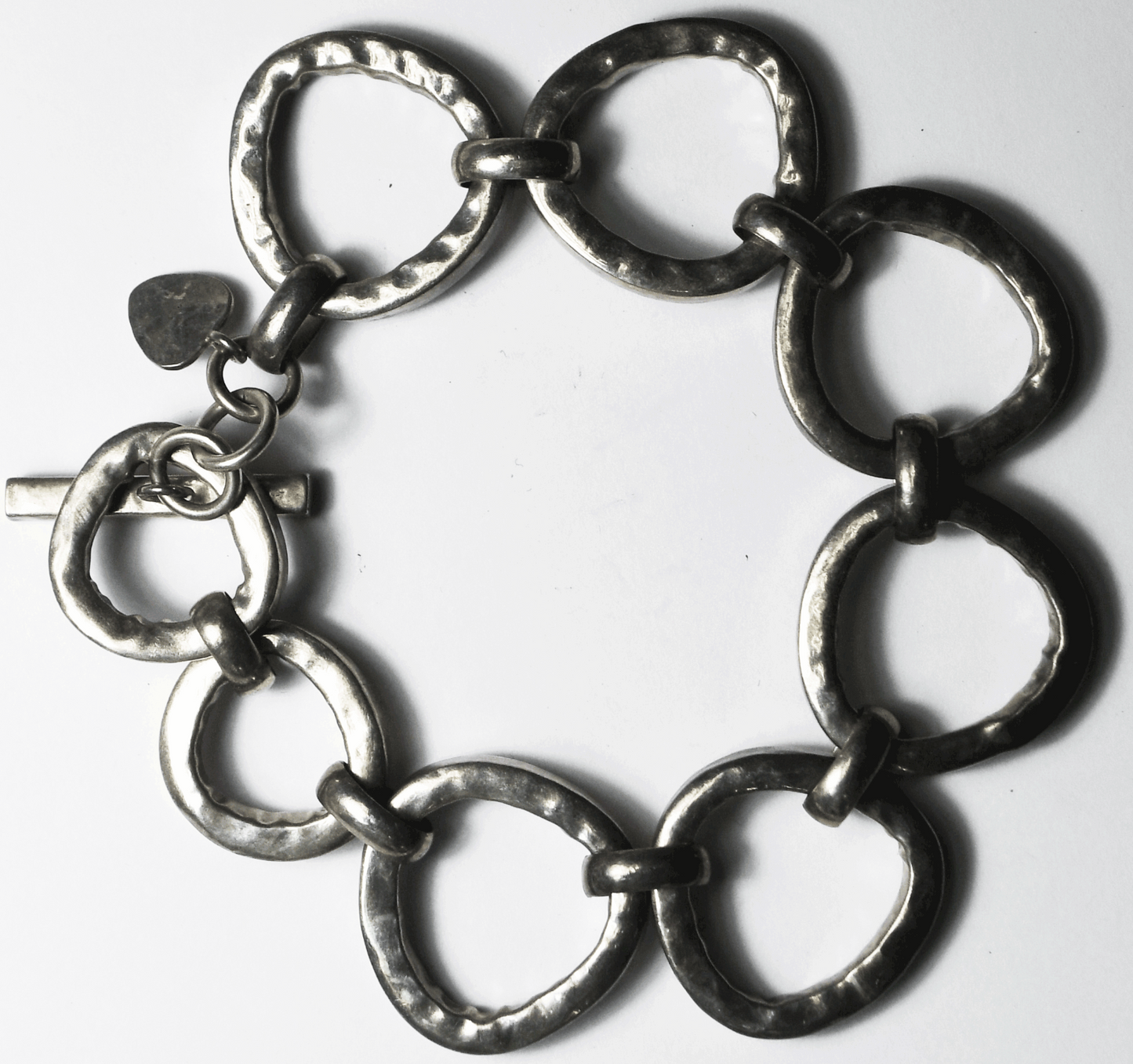 Sterling Silpada B2709 Hollow Hammered Bracelet Silver Rush Toggle 25mm 8.5"