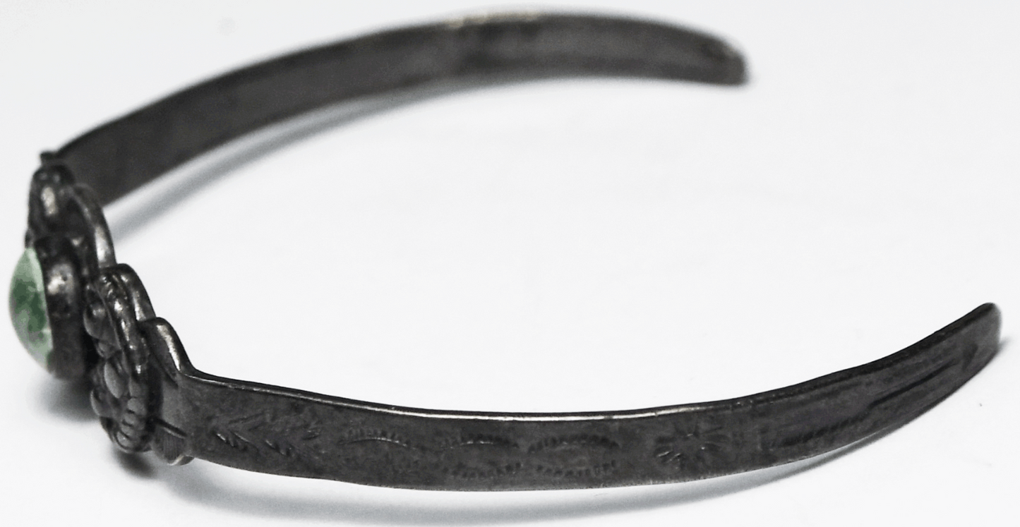 Sterling Silver Antique Small Child's Turquoise Cuff 10mm Bracelet 5" Wrist