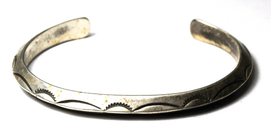 Sterling Silver N Stamped Rays 5mm Triangular Bar Cuff Bracelet 6-3/4" Wrist