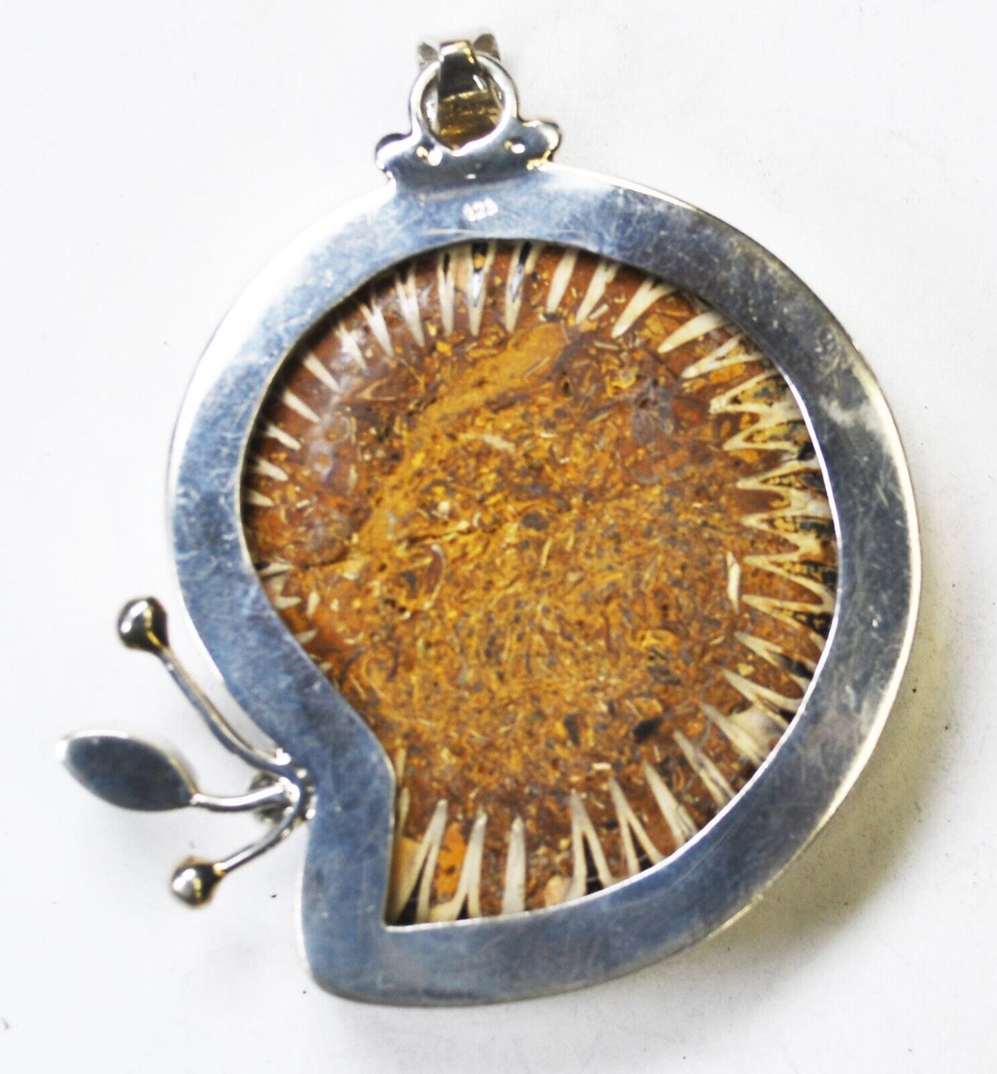 Sterling Silver Druzy Quartz Shell Peridot Pendant 66mm x 54mm