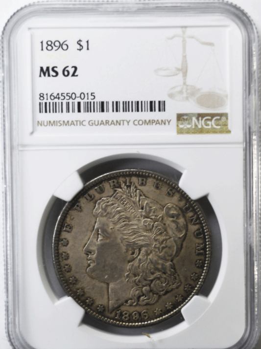 1896 $1 Morgan Silver Dollar MS62 NGC Uncirculated Philadelphia