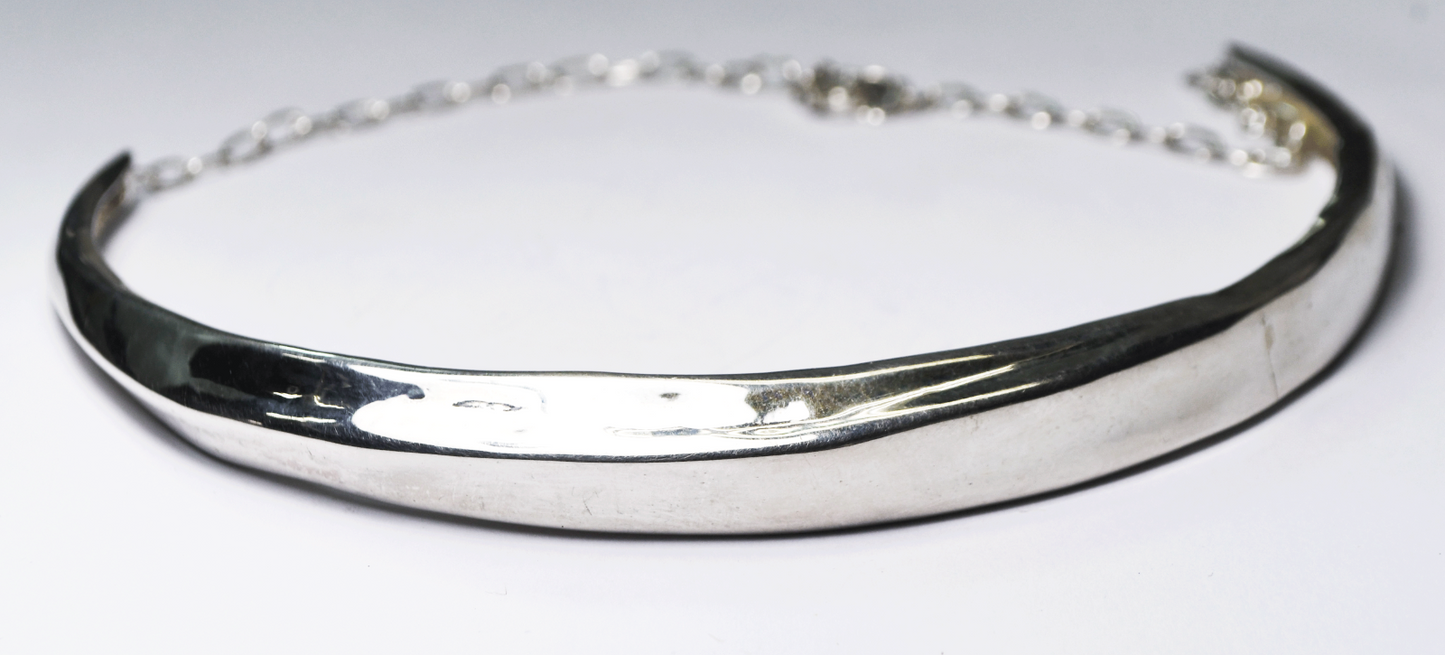 Sterling Silpada Chain & Half Circle 12mm x 9.5" Bar Choker Necklace 17"  49g