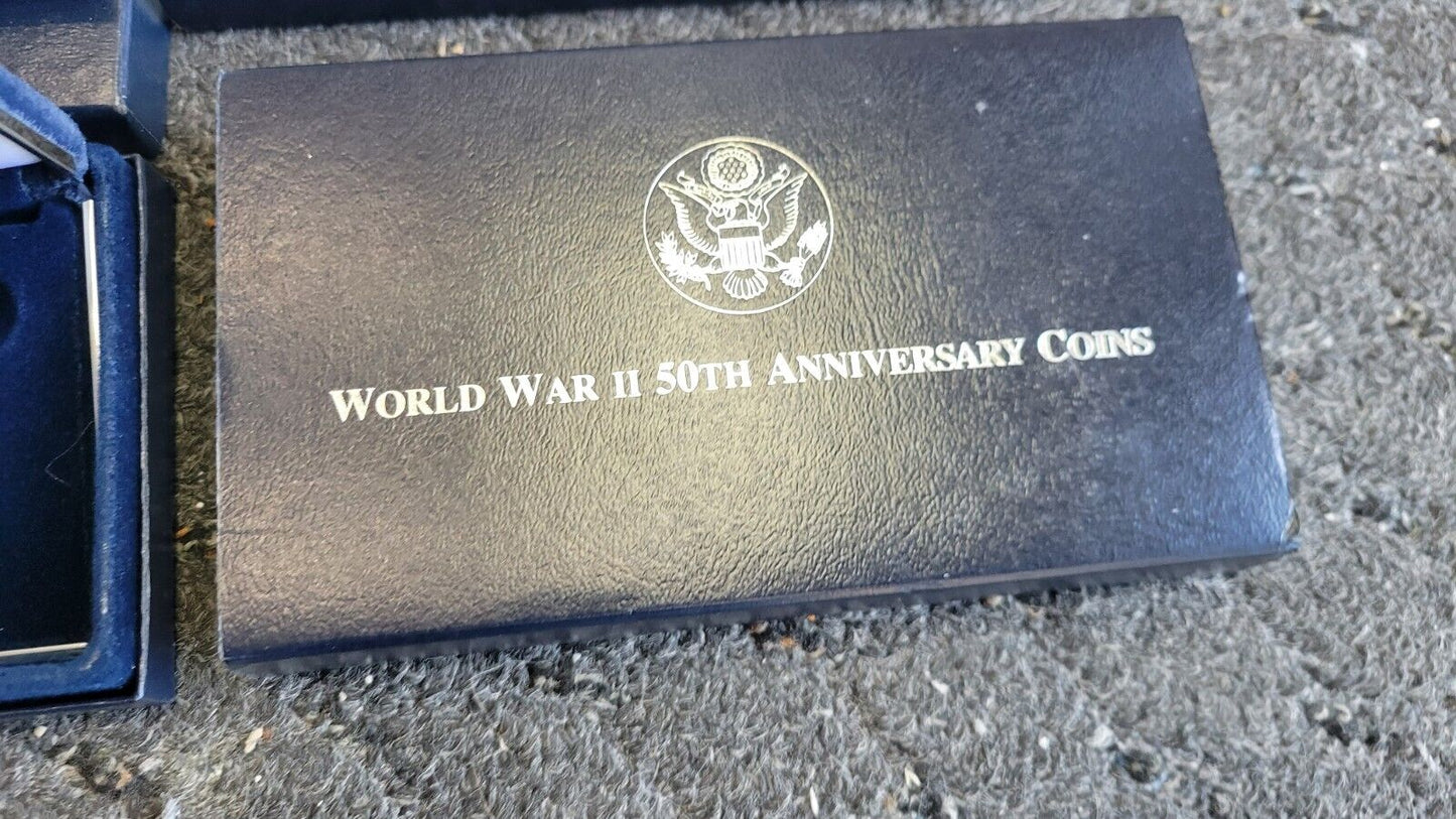 6 Commemorative US MINT Boxed Leif, Ellis, Capitol, Olympic, WWII 50TH, Rushmore