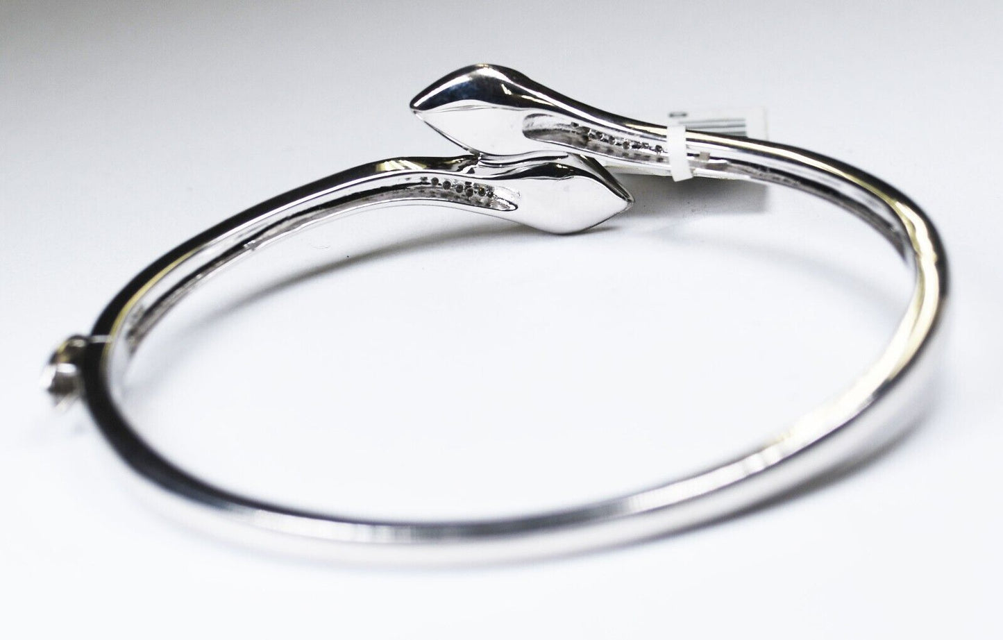 Sterling Silver 14k RL Lily Pearl Hinged Bangle Bracelet 18mm 7" Wrist