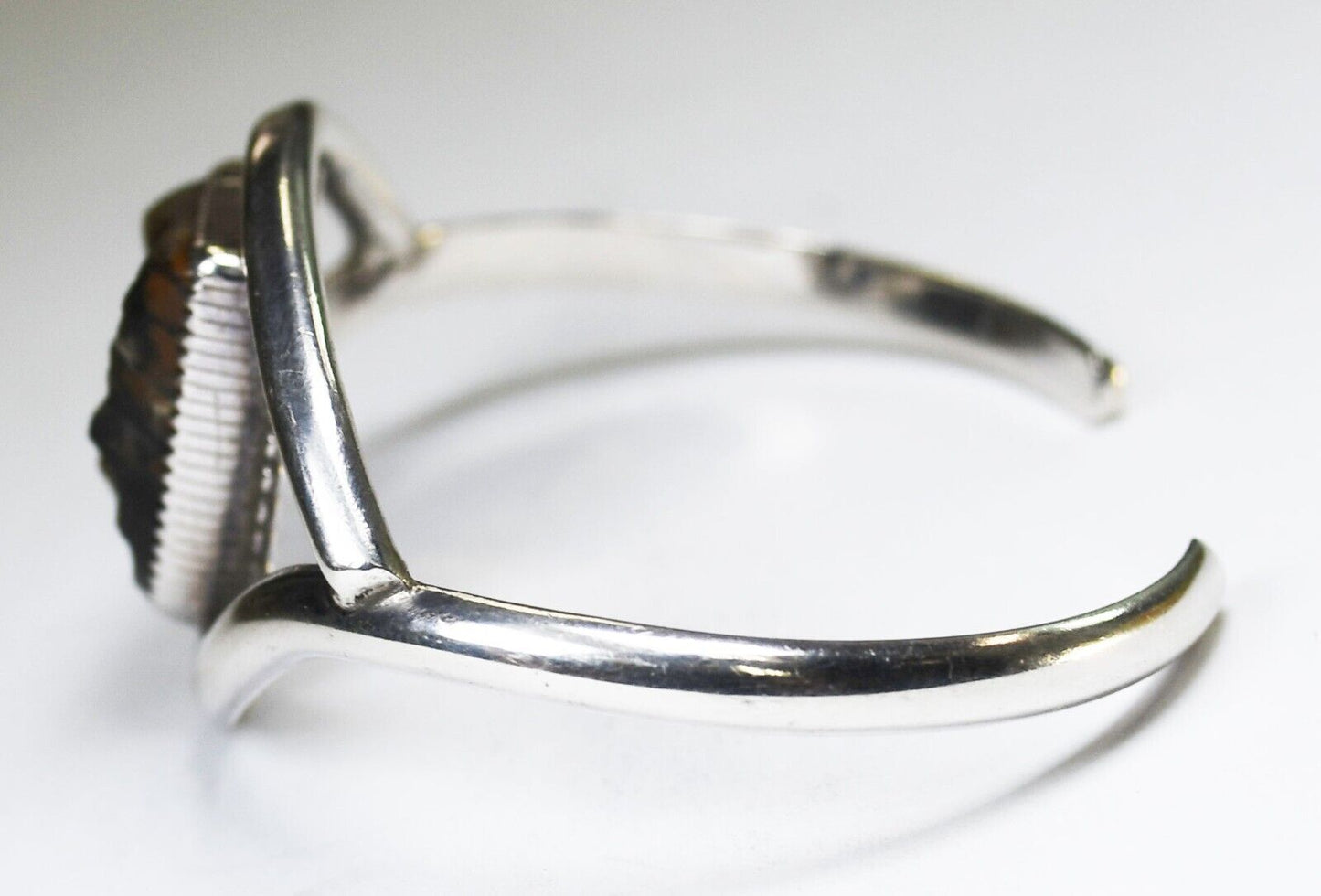 Sterling Silver Jayne Beer Rough Tiger's Eye Cuff Bracelet 29mm 6.5" Wrist
