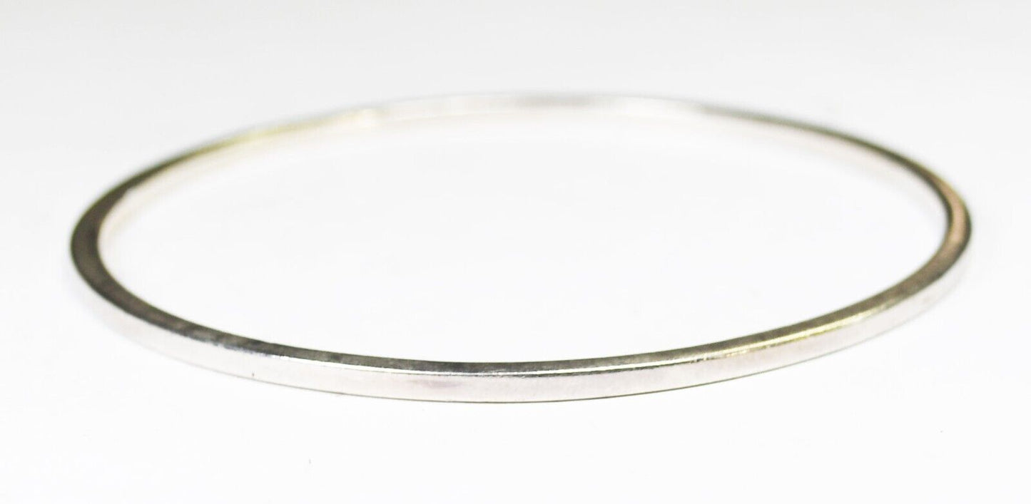 Sterling Silver Square Medium Round Bangle 2.5mm Bracelet