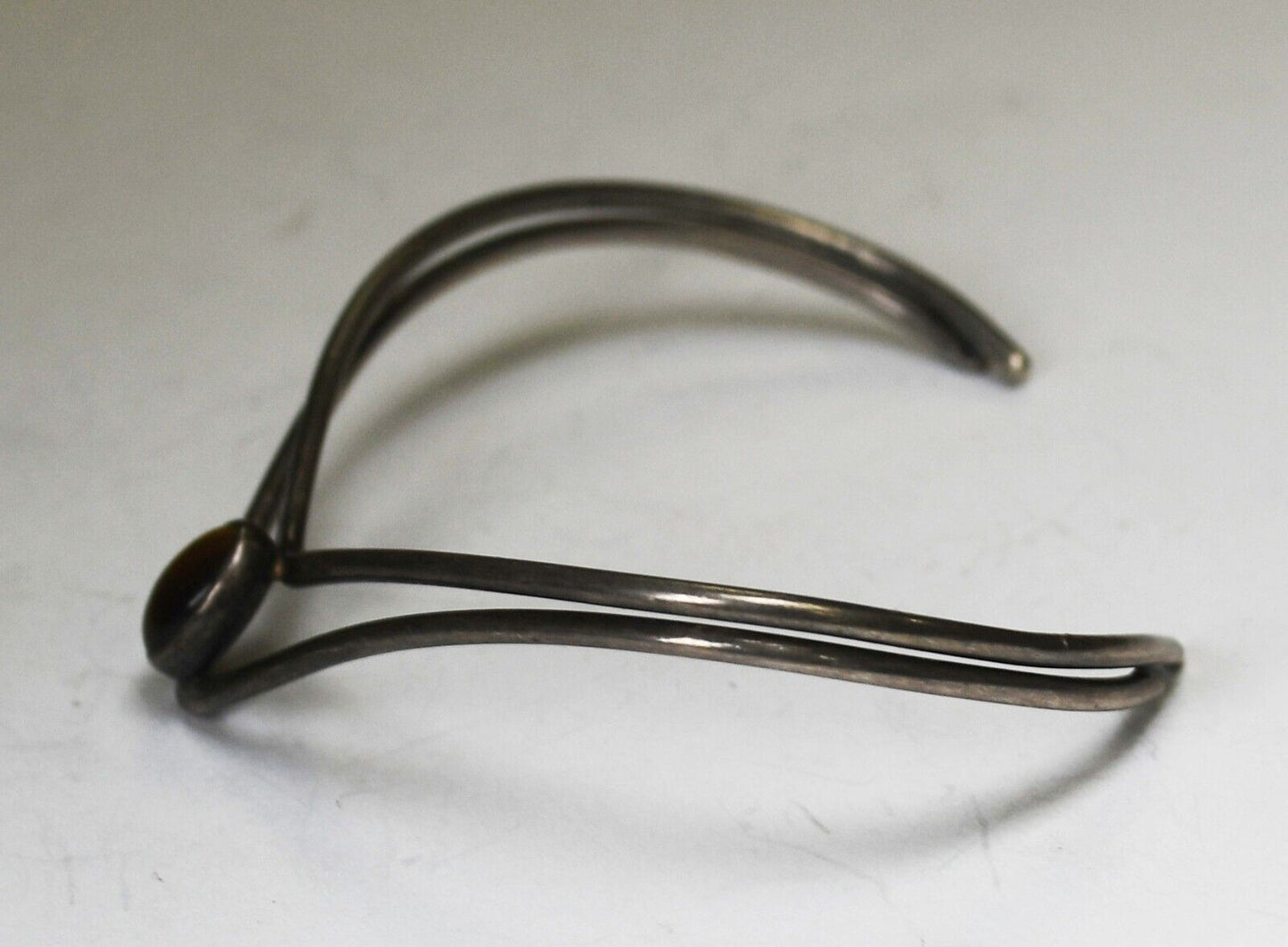 Sterling Silver Oval Tiger's Eye Double Wire Cuff Bracelet 10mm 6.5" Wrist