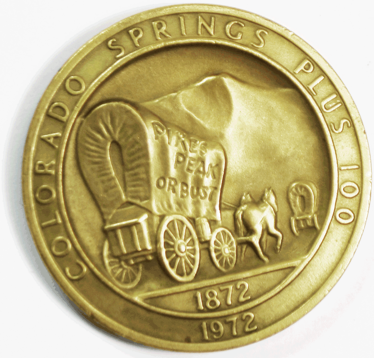 1972 Colorado Springs Plus 100 Centennial Medal 38mm Medallic Art Co